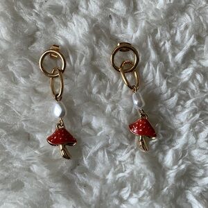 Gold 2” Mushroom Drop Earrings